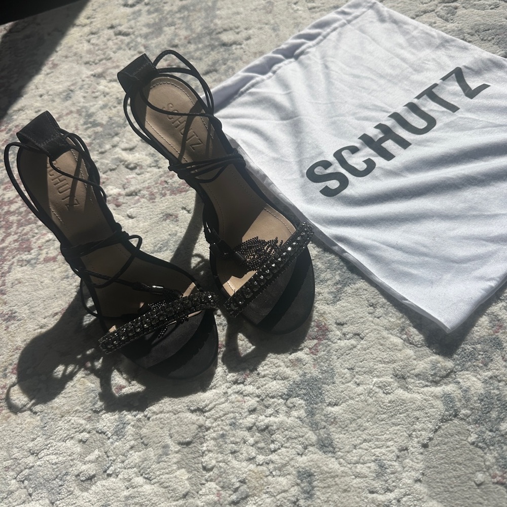 SCHUTZ Black Strappy Heels